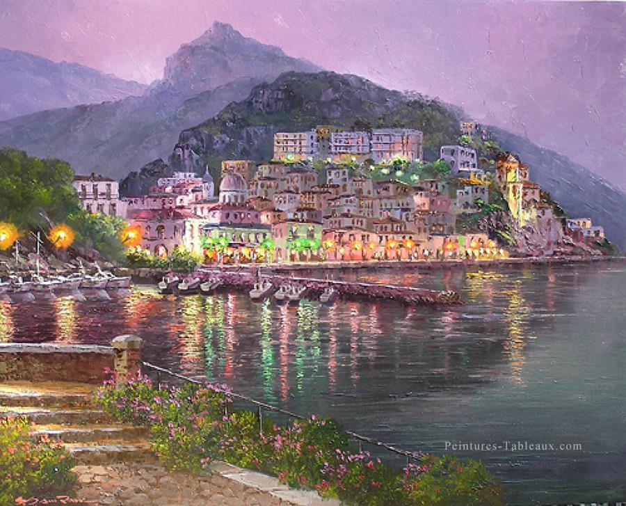 Nuit Cetara Italie Mer Egée Méditerranée Peintures à l'huile